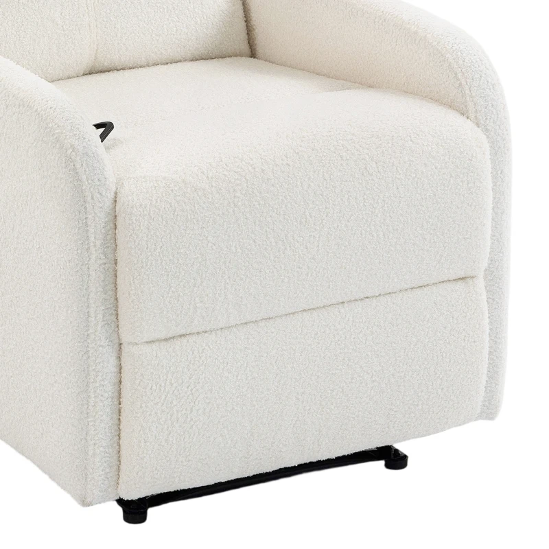 HOMCOM Fauteuil Relax Inclinable, Fauteuil de Relaxation en Peluche Teddy, Assise à Ressorts, Accoudoirs Rembourrés, Crème