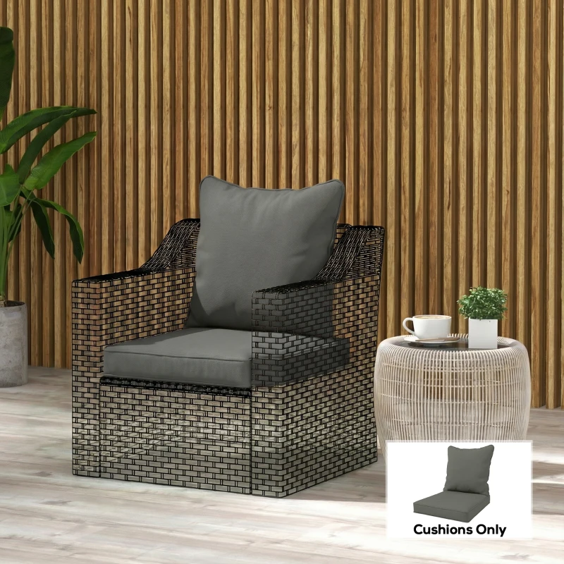 Outsunny Seat and Back Padded Cushion Set, CUSHION ONLY - Charcoal Grey