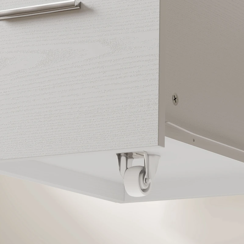 HOMCOM Escritorio Esquinero en L con 3 Cajones 5 Compartimentos Abiertos y Estantes Regulables 140x100x75 cm Blanco