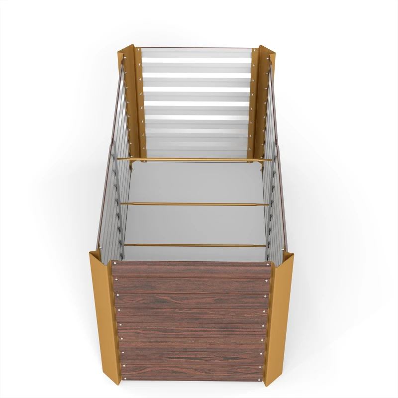 Outsunny Lot de 2 lits de jardin surélevés carrés potagers cadre en acier galvanisé fond ouvert 120 x 60 x 60 cm effet bois marron