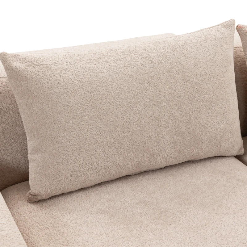 HOMCOM Sofá 3 Plazas en Chenilla 320 cm, Sofá Modular, Asiento y Reposabrazos Extra-Anchos, Totalmente Comprimido, Beige