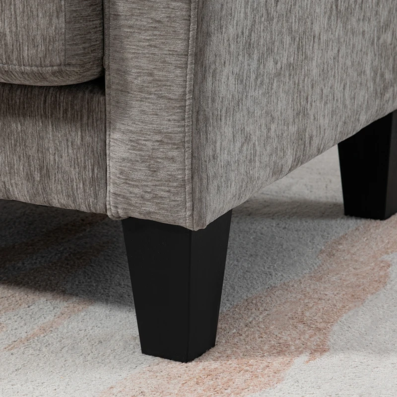 HOMCOM Hoekbank, Hoek-couch met omkeerbare chaiselongue, L-vormige bank, Bekleding in linnenlook, 186 x 130 x 84 cm, Bruin