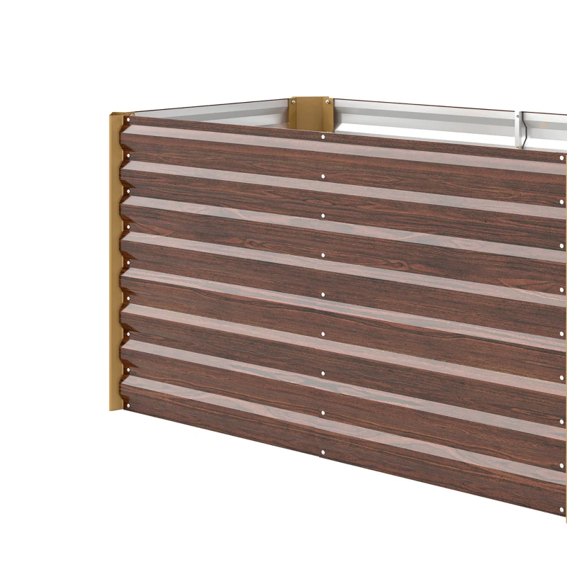 Outsunny Lot de 2 lits de jardin surélevés carrés potagers cadre en acier galvanisé fond ouvert 120 x 60 x 60 cm effet bois marron