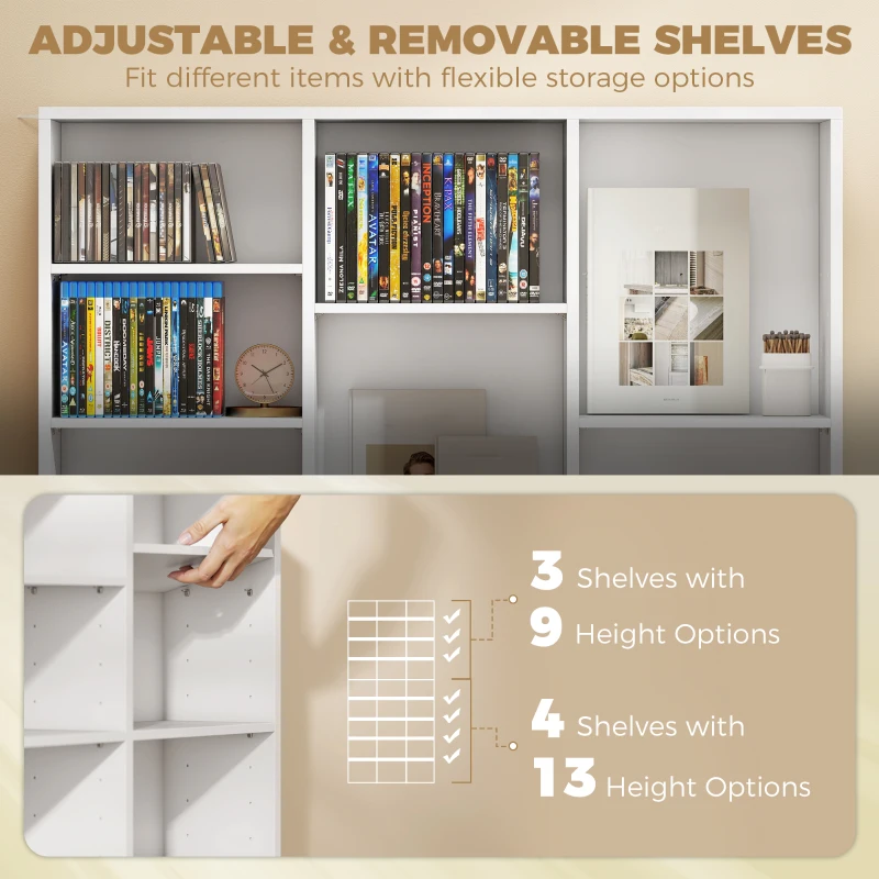 HOMCOM 835 CD/500 DVD Storage Unit, Blu-ray Media Storage Shelf with 27 Compartments and 21 Adjustable Shelves, White