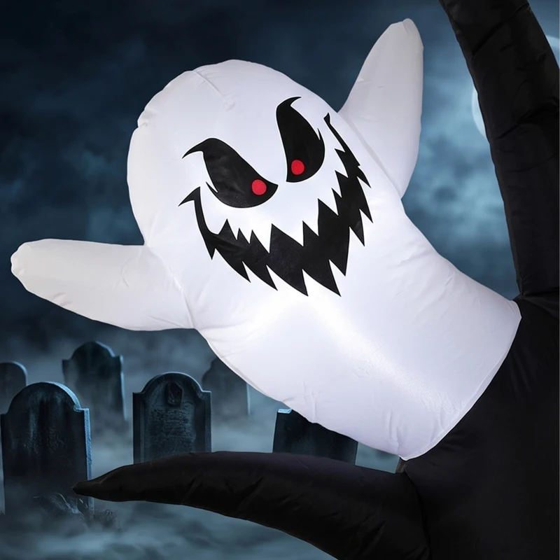 Outsunny 8 FT Halloween Inflatable Spooky Tree, Blow Up Decoration with Ghost and Pumpkin for Garden Indoor Outdoor Decor