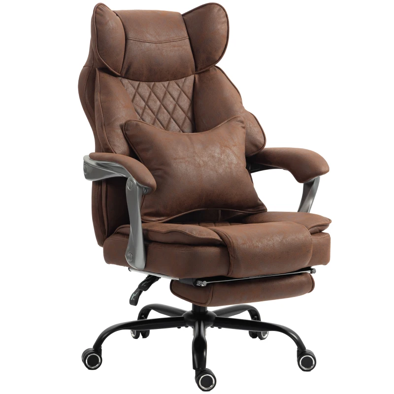 HOMCOM Executive Office Chair, Leathaire Big and Tall Office Chair 180 kg with Wide Seat, Reclining, Lumbar Support, Brown