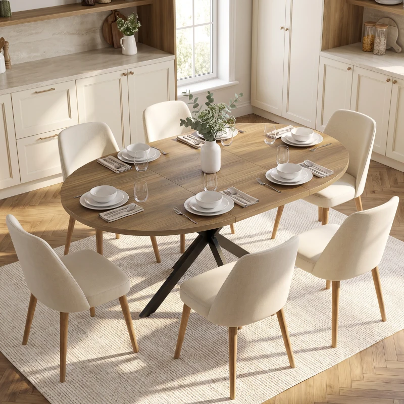 HOMCOM Mesa de Comedor Extensible para 4 a 6 Personas de Estilo Industrial con Patas de Araña Efecto Madera Marrón