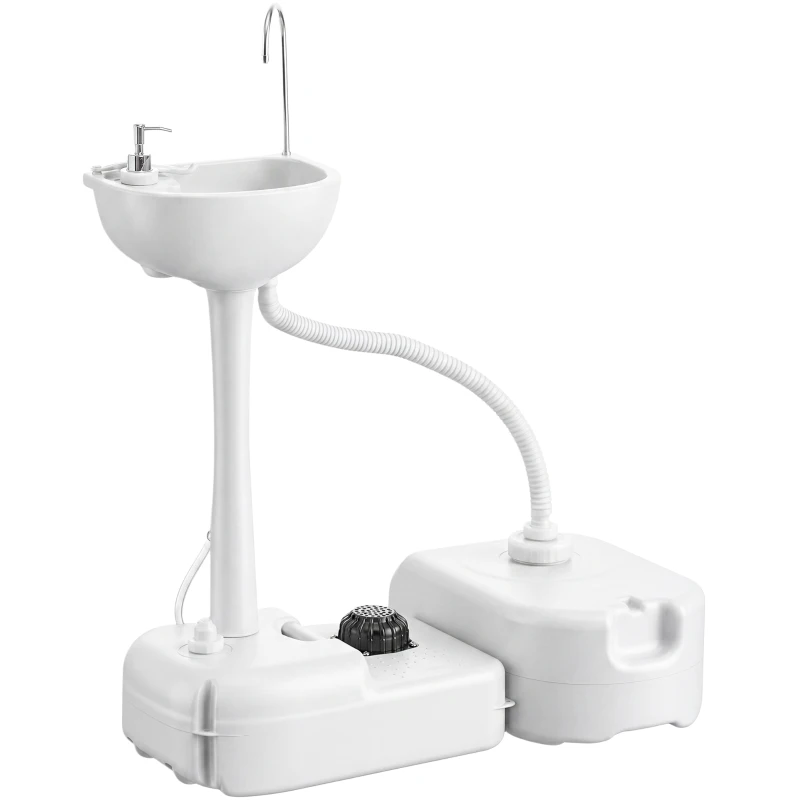 Outsunny Évier à Main Portable Station de Lavage Camping Jardin Extérieur Voyager avec Réservoir d'Eau 17L Gris