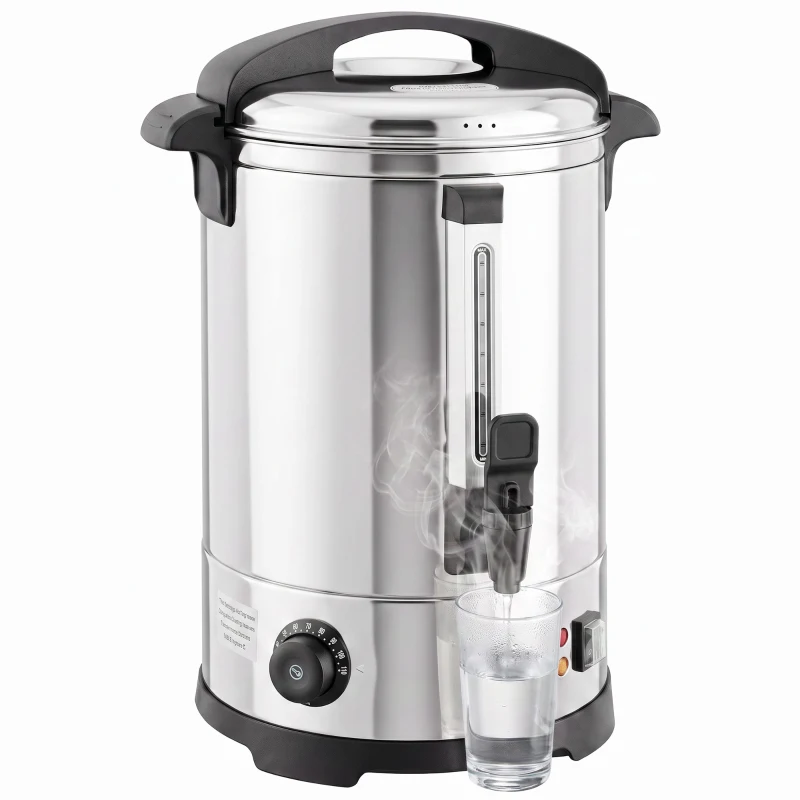 HOMCOM 6.5L Catering Urn, 1500W Stainless Steel Hot Water Boiler Dispenser with Thermostat, Keep Warm Function & Easy Pour Tap