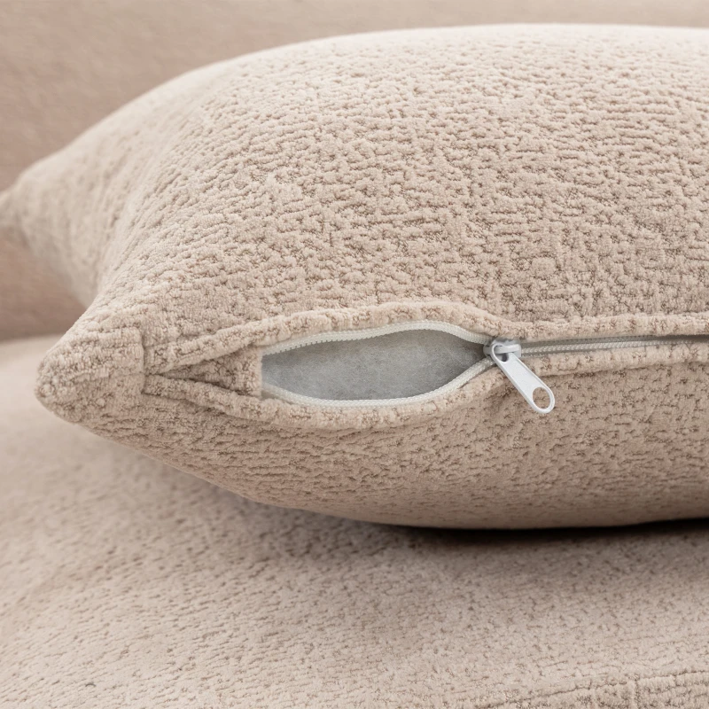 HOMCOM Sofá 3 Lugares em Chenille 320 cm, Sofá Modular, Assento e Apoios de Braço Extra-Largos, Totalmente Comprimido, Bege