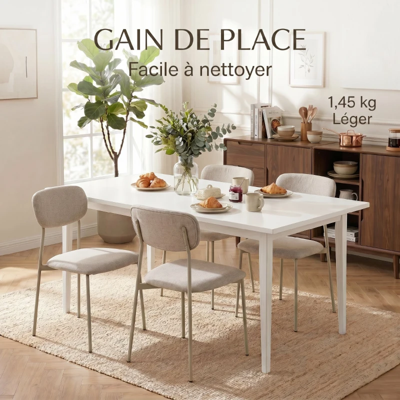 HOMCOM Lot de 2 chaises de salle à manger modernes, chaises de cuisine empilables en tissu effet lin, marron clair