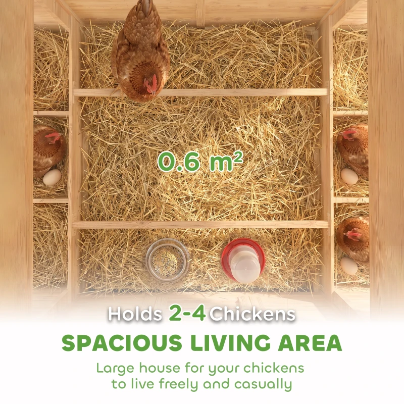 PawHut Chicken Coop, Wooden Outdoor Hen House with Nesting Box, Openable Waterproof Top, Pull-Out Tray, 150 x 100 x 97cm