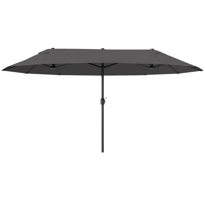 Outsunny Ombrellone da Giardino Doppio da Giardino 4.6x2.7 m a 12 Stecche con Prese d'Aria e Manovella, Ombrellone per Esterno in Acciaio e Poliestere, Anti UV, per Balcone e Terrazza, Grigio