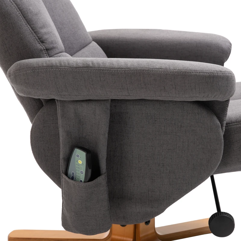 HOMCOM Fauteuil massant avec repose-pied - dossier inclinable jusqu'à 145°, coffre de rangement, appuie-têteet et télécommande