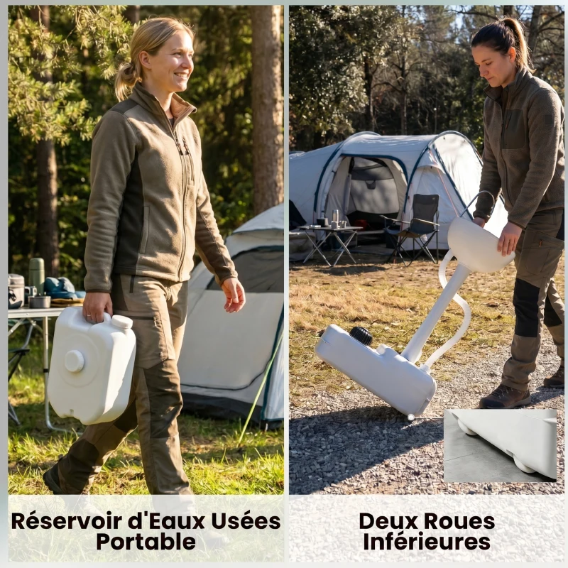 Outsunny Évier à Main Portable Station de Lavage Camping Jardin Extérieur Voyager avec Réservoir d'Eau 17L Gris