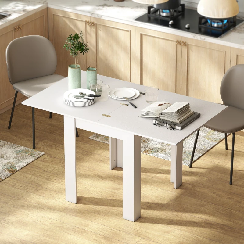 HOMCOM Mesa de Comedor Extensible para 4-6 Personas en Madera y Acero 140x80x77,5 cm Blanco