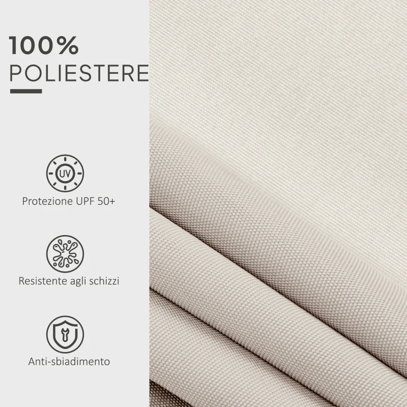 Outsunny Telo di Ricambio per Tenda Parasole Retrattile 3x2.5 m in Poliestere Anti UV 50+ Crema