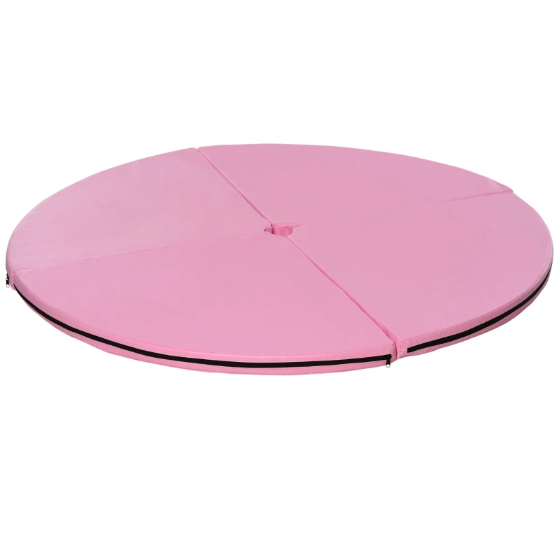 HOMCOM Tappeto pieghevole antiscivolo per pole dance e ginnastica, Ø150x5 cm, rosa