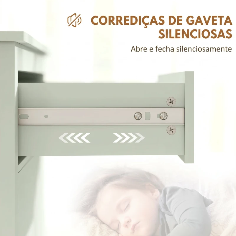 HOMCOM Aparador com Gaveta e Armário de 2 Níveis com Prateleira Ajustável Base Elevada e Amplo Tampo 80x40x90 cm Verde Claro