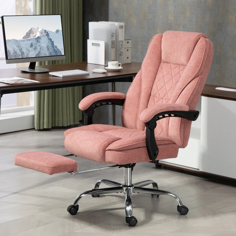 Vinsetto Fauteuil de bureau massant et chauffant hauteur réglable dossier inclinable télécommande repose-pieds rétractable rose