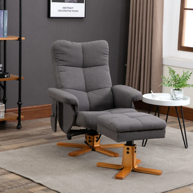 HOMCOM Fauteuil massant avec repose-pied - dossier inclinable jusqu'à 145°, coffre de rangement, appuie-têteet et télécommande