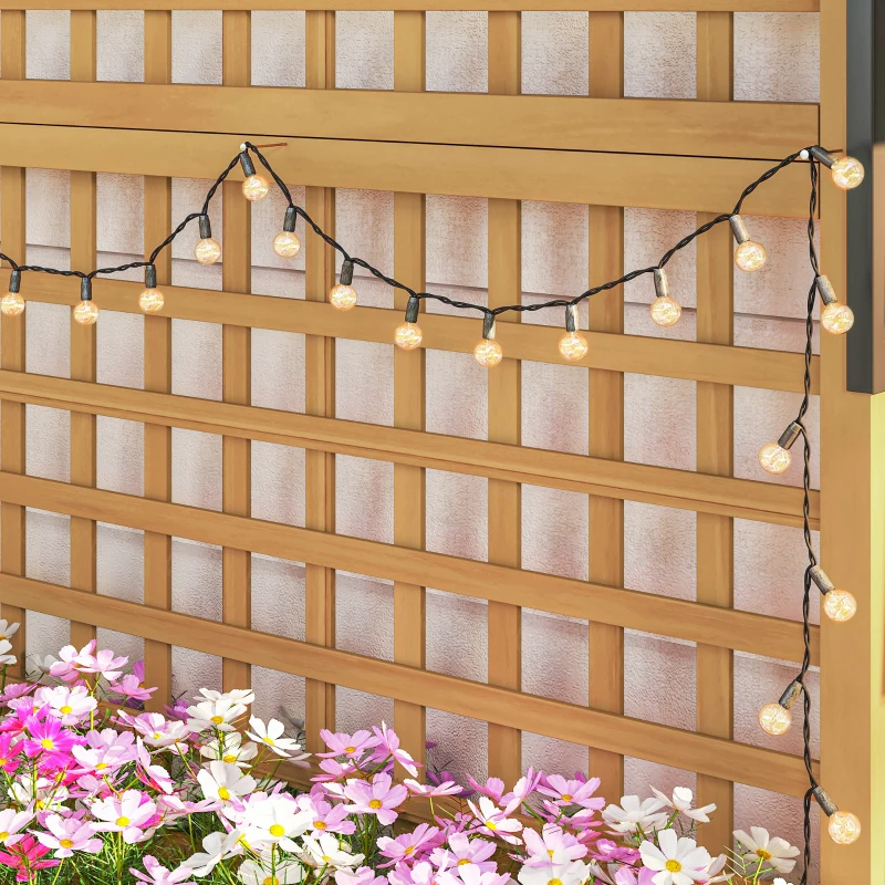 Outsunny Hochbeet mit Spalier und Dach, Pflanzkasten, Blumenbeet, wetterfest, Holz, 90 x 45 x 183 cm, Braun