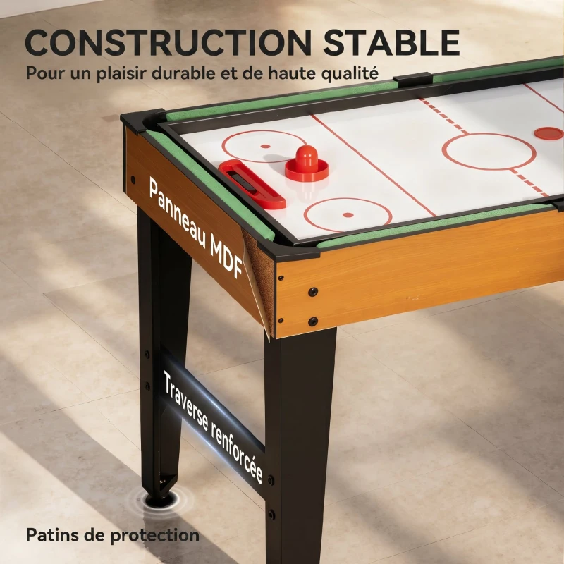 SPORTNOW Table MultiJeux 5 en 1 Babyfoot Billard Air Hockey Ping-Pong et Basket Accessoires 134x108x144cm Marron Noyer
