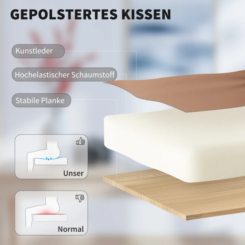 HOMCOM Bürostuhl mit Katzenpfotenleder-Bezug, Fußstütze, höhenverstellbar, rollbar, Braun