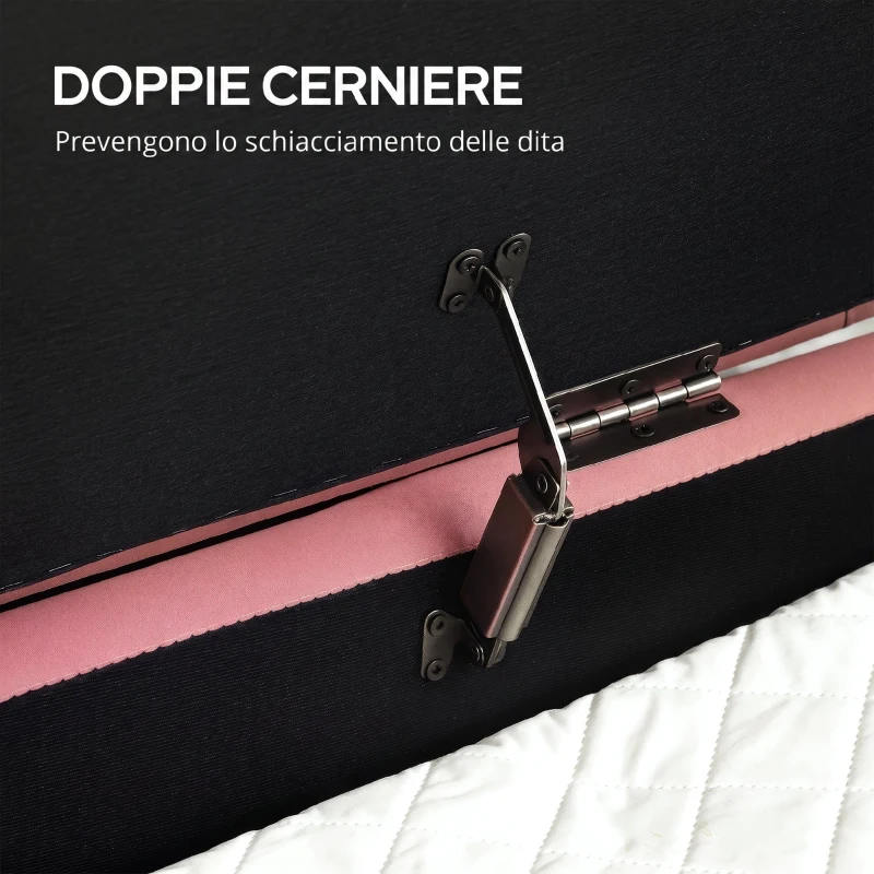 HOMCOM Panca contenitore ovale in velluto con coperchio, 72 L, 108x44x43,5 cm, rosa