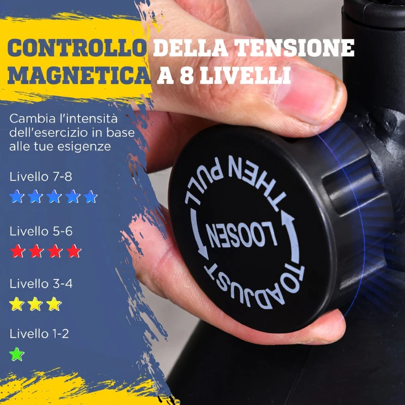 HOMCOM Ellittica da Casa Magnetica con Schermo LCD, 8 Livelli di Resistenza e Sedile Regolabile, 103x62x151cm Nero