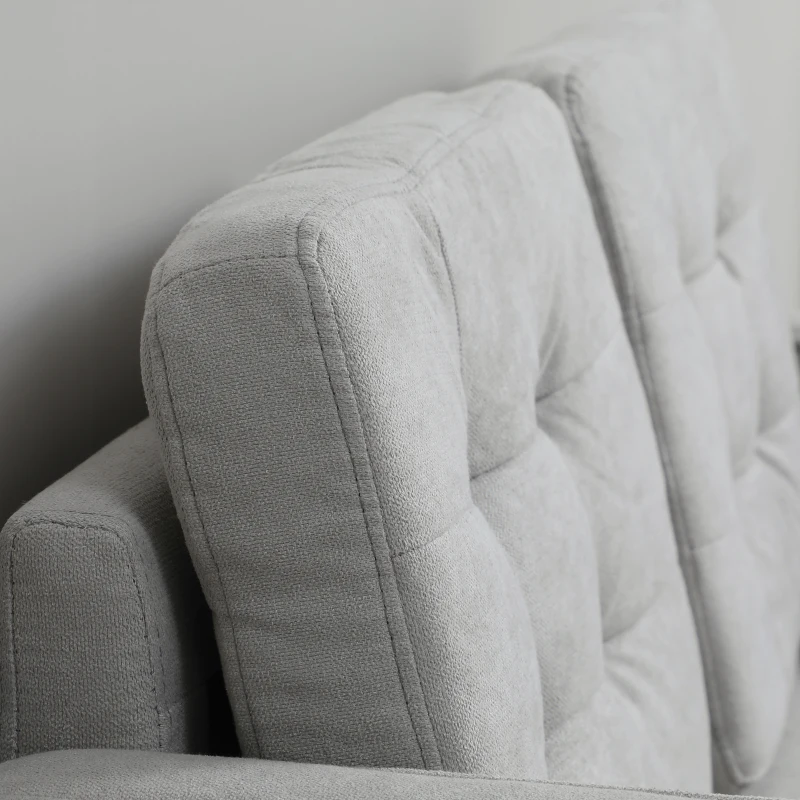 HOMCOM Sofá de 2 Plazas con Espacio de Almacenamiento Patas de Madera Respaldo Capitoné 117x62x78 cm Gris Claro