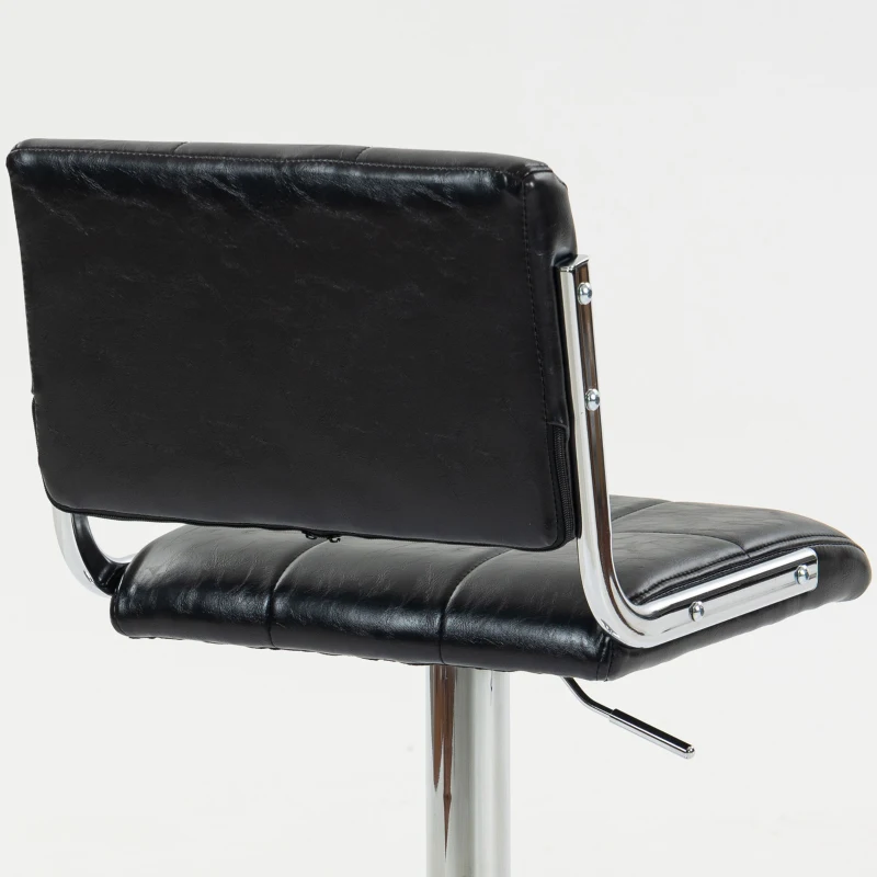 HOMCOM Lote de 2 taburetes de barra, altura ajustable, giratorio 360°, asiento acolchado, respaldo y reposapiés, negro