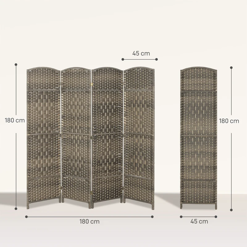 HOMCOM Paravent intérieur en bois 4 panneaux séparateur de pièce pliable pour salon chambre 180 x 180 cm chêne foncé