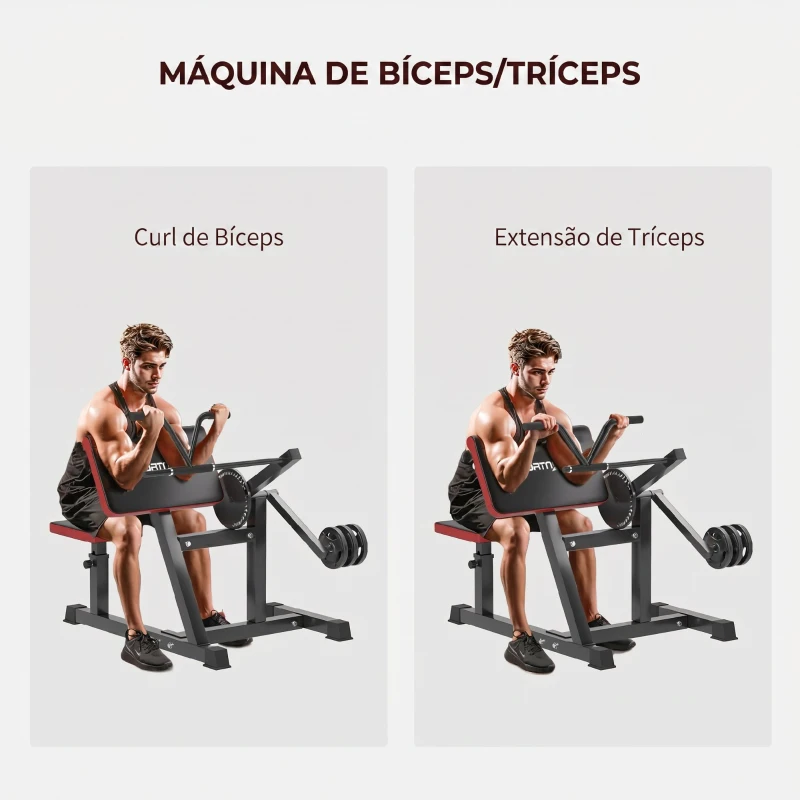 SPORTNOW Máquina de Bíceps e Tríceps 2 em 1 com Banco Scott e Assento Regulável em Altura para Casa e Ginásio