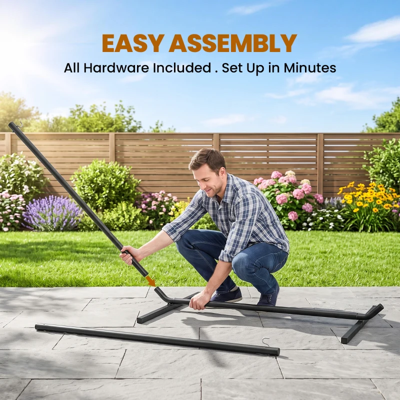 Outsunny 3.6m Extra-long Universal Hammock Stand Metal Frame Garden Camping Picnic Outdoor Patio Replacement – Stand Only