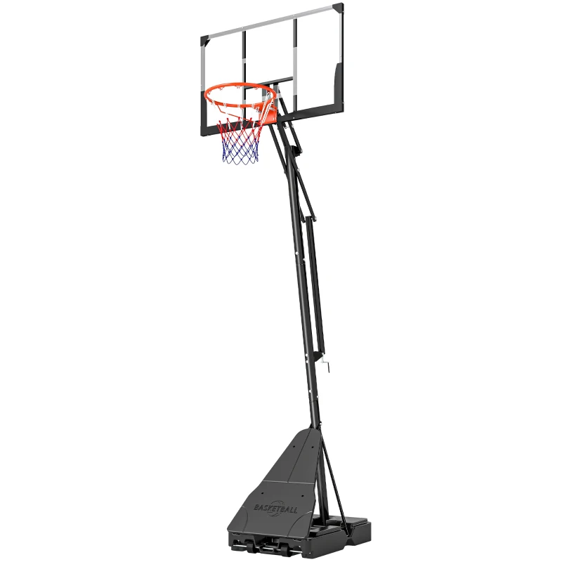 SPORTNOW Canestro da Basket per Esterni con Base Riempibile, in Acciaio, PE e PC, 120x120x245-305 cm
