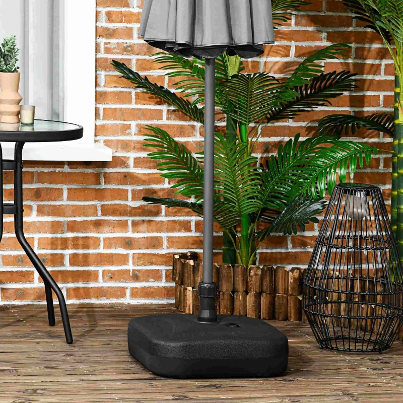 Outsunny Base de Sombrilla Parasol de Playa Pies Soporte de Sombrilla Patio Jardín Lleno de Agua de 20 kg y Arena de 30 kg 46x45x26cm HDPE Negro