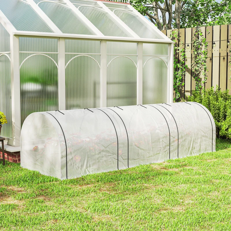 Outsunny 295  x 100 cm Low Tunnel Greenhouse - White