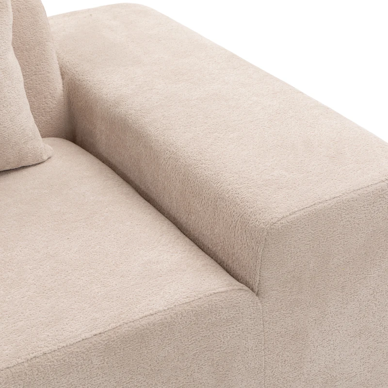 HOMCOM Sofá 3 Lugares em Chenille 320 cm, Sofá Modular, Assento e Apoios de Braço Extra-Largos, Totalmente Comprimido, Bege