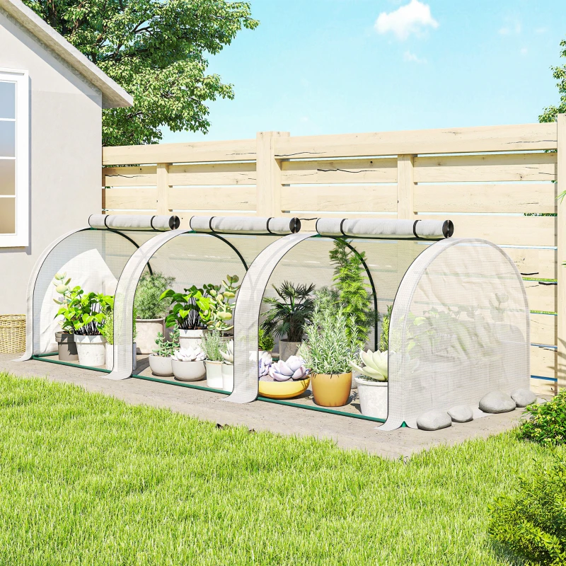 Outsunny 295  x 100 cm Low Tunnel Greenhouse - White