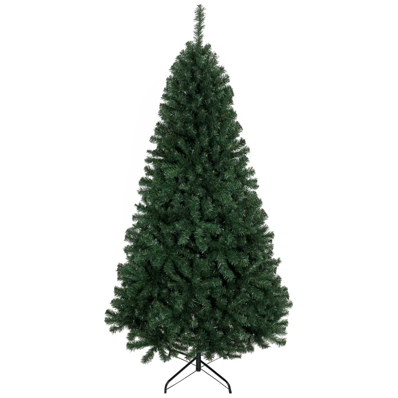 HOMCOM Künstlicher Weihnachtsbaum 195 cm mit 1000 Zweigen, klappbarer Fuß, dreiteiliges Design, einfach zu montieren, grün
