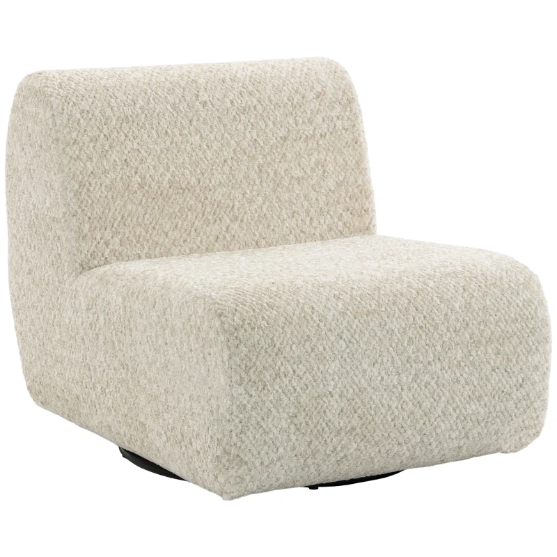 HOMCOM Drehbarer Wohnzimmer-Sessel 360°, gepolsterter Einzelsessel aus Chenille mit extra breiter Sitzfläche, dicker Polsterung, beige