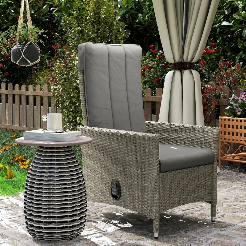 Outsunny 105°-150° Reclining Rattan Chair - Grey