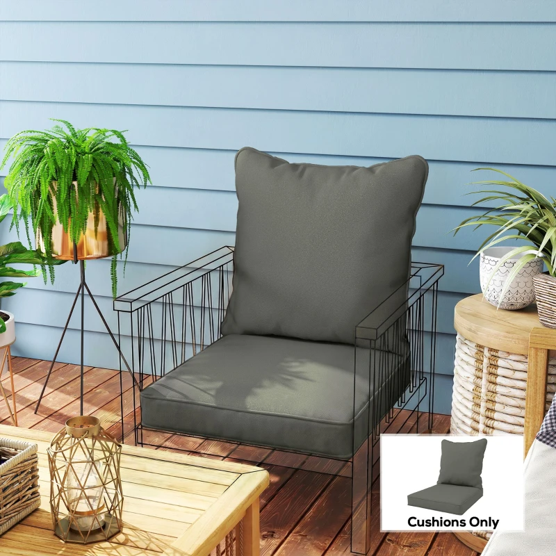 Outsunny Seat and Back Padded Cushion Set, CUSHION ONLY - Charcoal Grey
