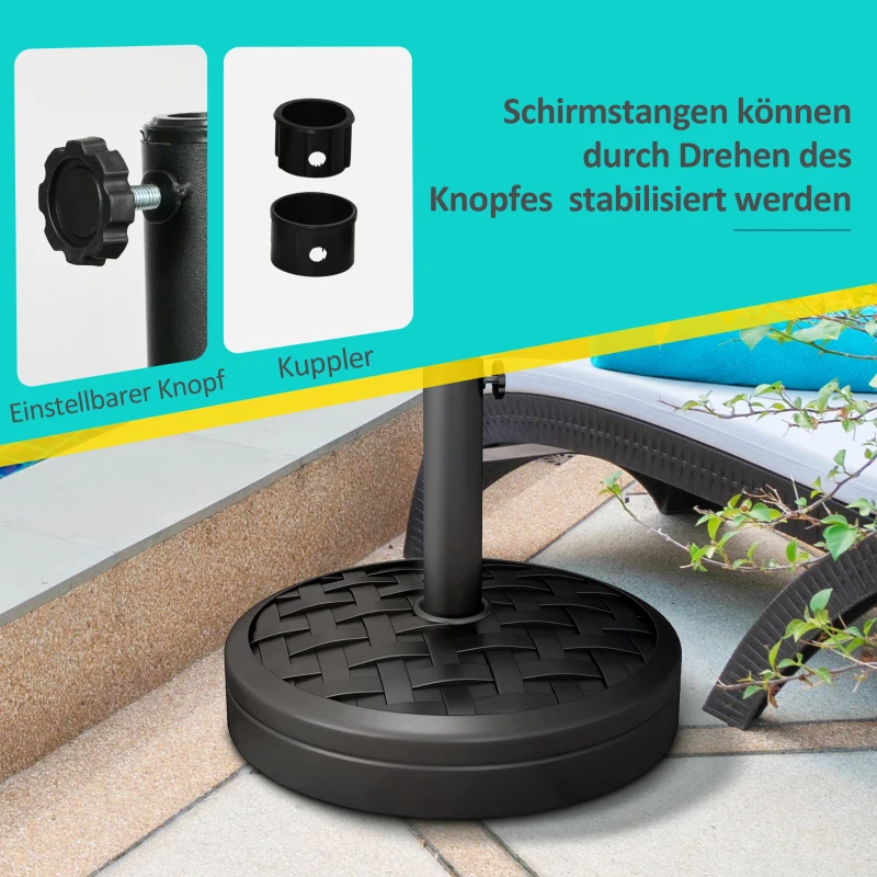 Outsunny Sonnenschirmständer aus Beton 18 kg Schirmständer, Rund Schirmhalter für Sonnenschirm 32/38/48mm Schwarz