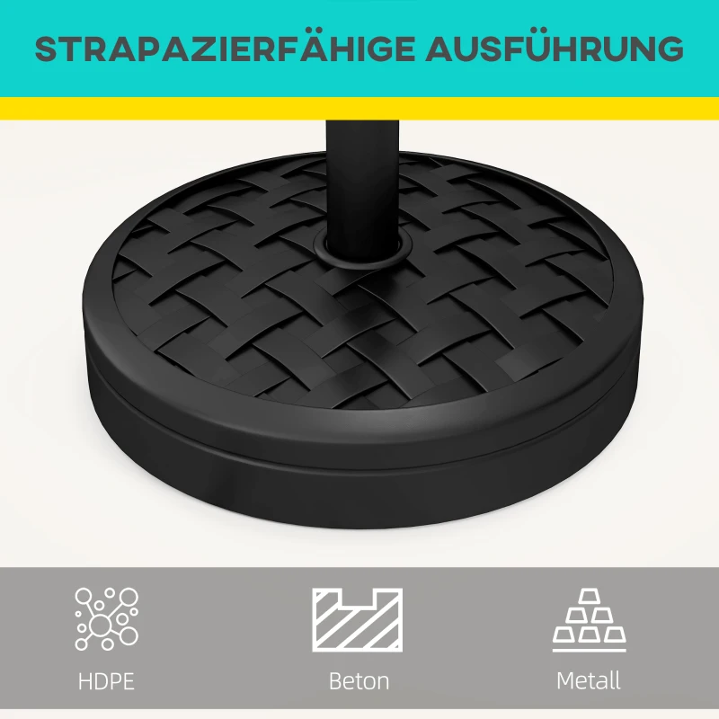 Outsunny Sonnenschirmständer aus Beton 18 kg Schirmständer, Rund Schirmhalter für Sonnenschirm 32/38/48mm Schwarz