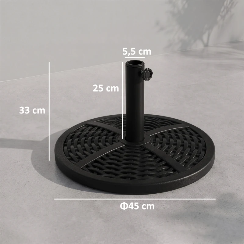 Outsunny Pied de parasol base de lestage parasol Ø 45 x 33H poids net 9 kg noir