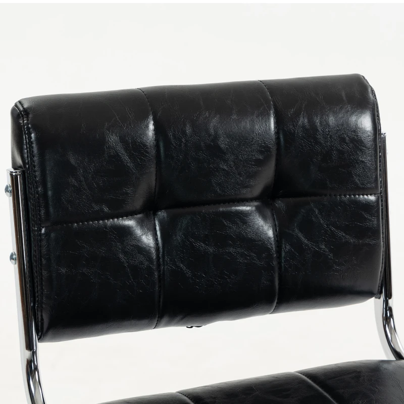 HOMCOM Lote de 2 taburetes de barra, altura ajustable, giratorio 360°, asiento acolchado, respaldo y reposapiés, negro