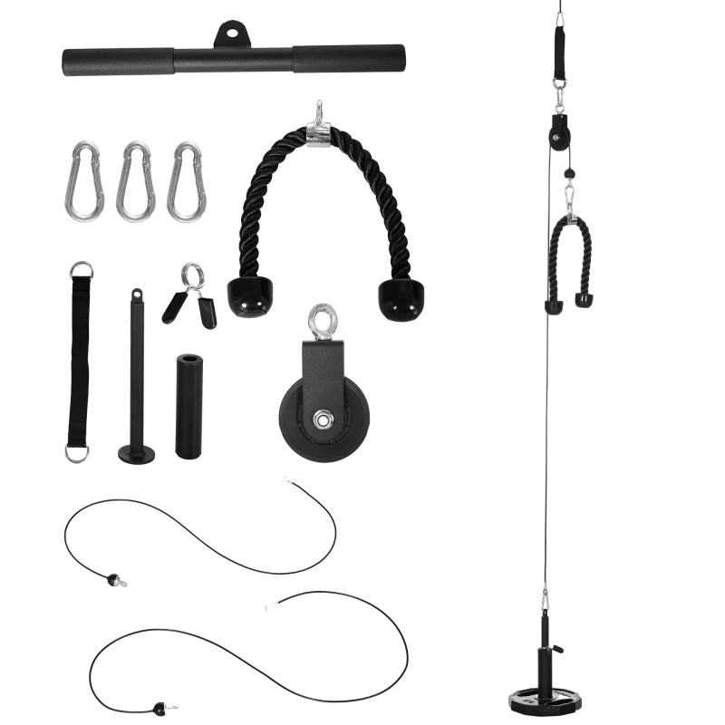 SPORTNOW Fitness Latzug Gym Fitnesssgeräte Kabelzug Pulley System Arm Krafttraining Latzugmaschine