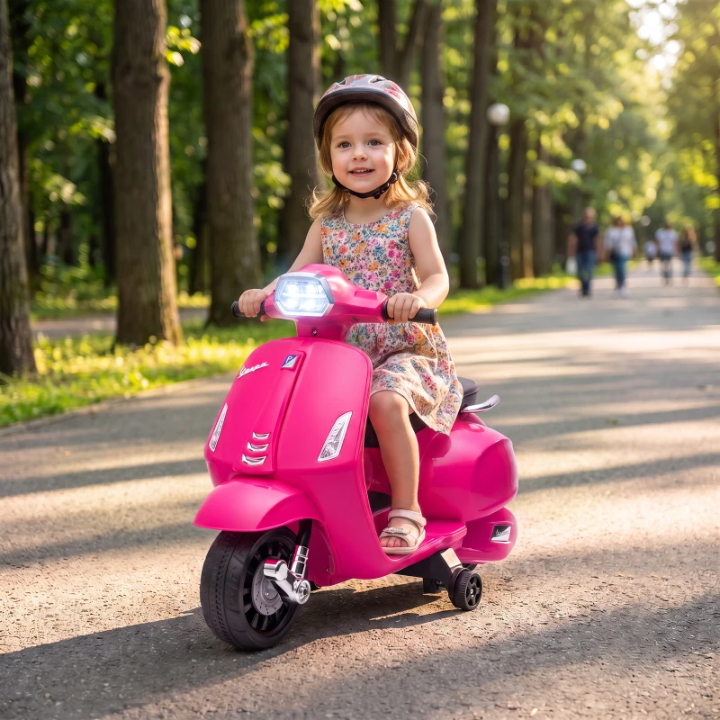 AIYAPLAY Moto électrique enfants 6 V, voiture électrique enfants avec Roues d'Apprentissage, pour 2-4 Ans, 71 x 37 x 52 cm, Rose